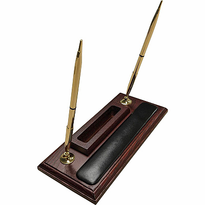 Dacasso Rosewood & Leather Pen Stand/Cell Phone Holder (A8012)