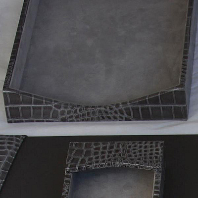 Protacini Castlerock Gray Italian Patent Leather Front-Load Letter Tray (A6201)