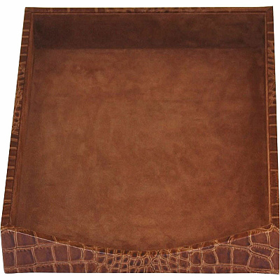 Protacini Cognac Brown Italian Patent Leather Front-Load Letter Tray (A6101)