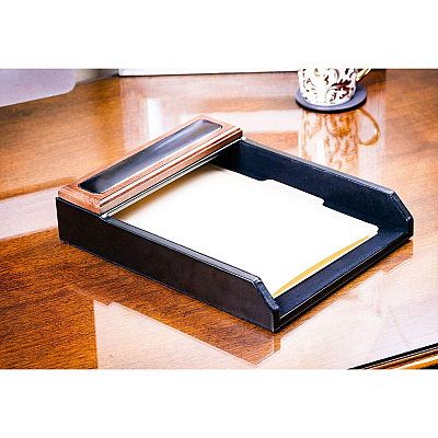 Dacasso Walnut & Leather Letter Tray (A8401)