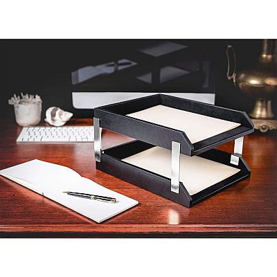 Dacasso Classic Leather Double Letter Trays (A1022)
