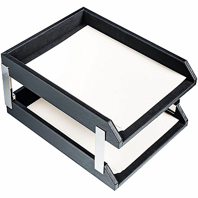 Dacasso Classic Leather Double Letter Trays (A1022)