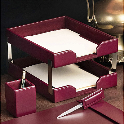 Dacasso Bonded Leather Double Letter Trays (A5222)