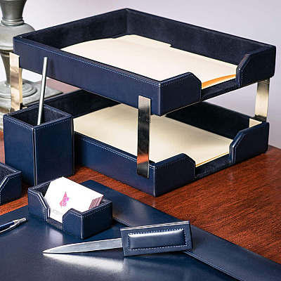 Dacasso Bonded Leather Double Letter Trays (A5022)