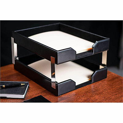 Dacasso Bonded Leather Double Letter Trays (A1422)
