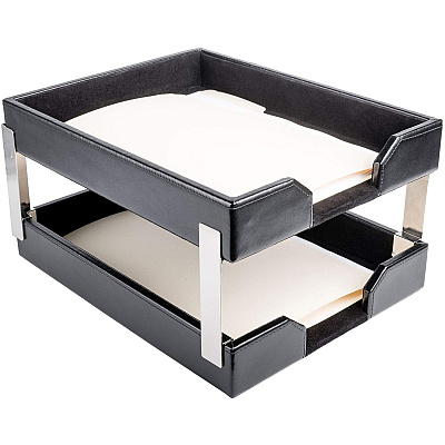 Dacasso Bonded Leather Double Letter Trays (A1422)