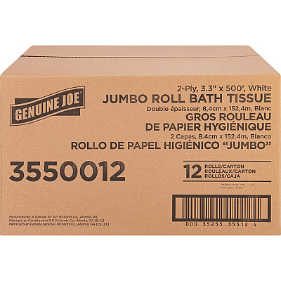 Genuine Joe Jumbo Jr Dispenser Bath Tissue Roll (GJO3550012)