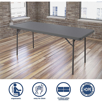 Dorel Zown Corner Blow Mold Large Folding Table (CSC60526SGY1E)