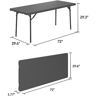 Dorel Zown Corner Blow Mold Large Folding Table (CSC60526SGY1E)