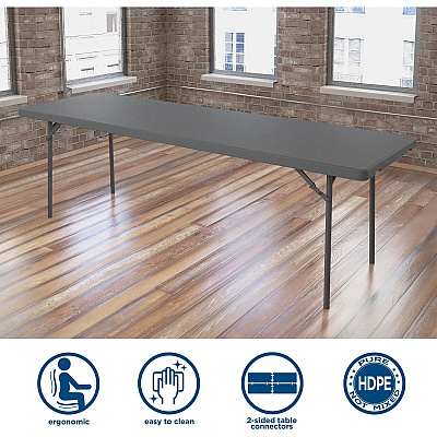 Dorel ZOWN 96" Commercial Blow Mold Folding Table (CSC60528SGY1E)