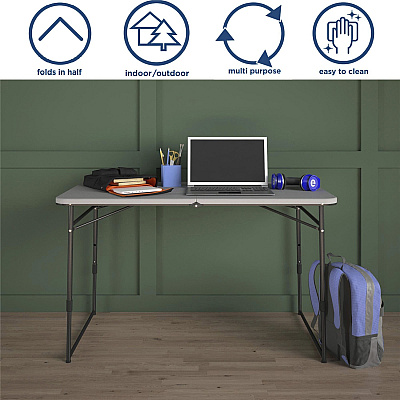 Cosco Fold Portable Indoor/Outdoor Utility Table (CSC14400GRY1E)