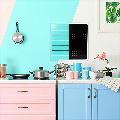 Floortex Cleartex Glacier Teal & Black Plan & Grid Glass Dry-Erase Board - 14" x 14" (FCVGM1414TP)