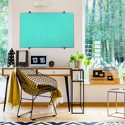 Floortex Viztex Glacier Teal Multi-Purpose Grid Glass Dry-Erase Board 24" x 36" (FCVGM2436TG)