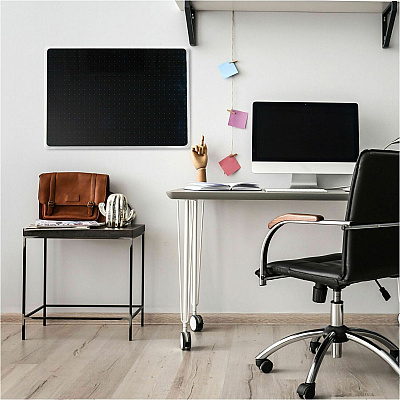 Floortex Viztex Glacier Black Multi-Purpose Grid Glass Dry-Erase Board 30" x 40" (FCVGM3040BG)
