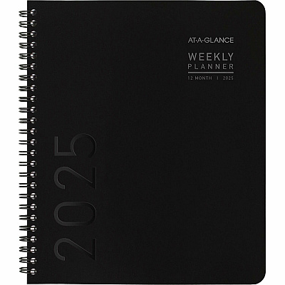 AT-A-GLANCE Contemporary Lite Weekly/Monthly Planner, 8.75 x 7, Black Simulated Leather Cover, 12-Month (Jan to Dec): 2026 (7054XL05)