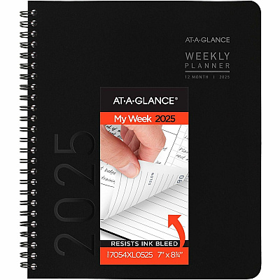 AT-A-GLANCE Contemporary Lite Weekly/Monthly Planner, 8.75 x 7, Black Simulated Leather Cover, 12-Month (Jan to Dec): 2026 (7054XL05)