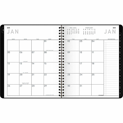 AT-A-GLANCE Contemporary Lite Weekly/Monthly Planner, 8.75 x 7, Black Simulated Leather Cover, 12-Month (Jan to Dec): 2026 (7054XL05)