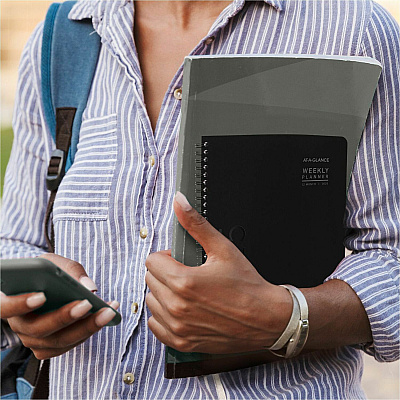 AT-A-GLANCE Contemporary Lite Weekly/Monthly Planner, 8.75 x 7, Black Simulated Leather Cover, 12-Month (Jan to Dec): 2026 (7054XL05)