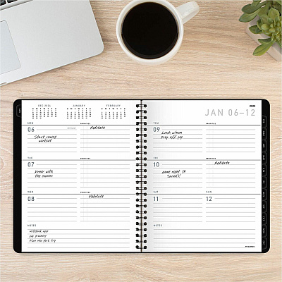 AT-A-GLANCE Contemporary Lite Weekly/Monthly Planner, 8.75 x 7, Black Simulated Leather Cover, 12-Month (Jan to Dec): 2026 (7054XL05)