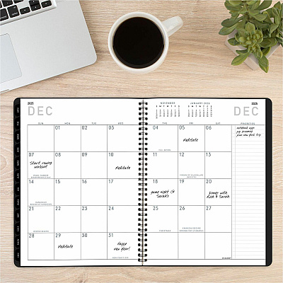 AT-A-GLANCE Contemporary Lite Weekly/Monthly Planner, 11 x 8.25, Black Simulated Leather Cover, 12-Month (Jan to Dec): 2026 (7095XL05)