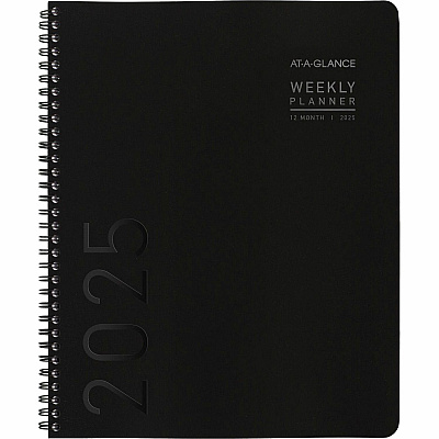 AT-A-GLANCE Contemporary Lite Weekly/Monthly Planner, 11 x 8.25, Black Simulated Leather Cover, 12-Month (Jan to Dec): 2026 (7095XL05)