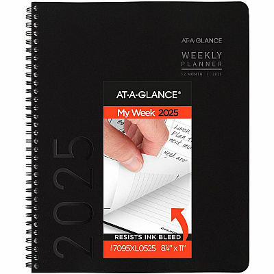 AT-A-GLANCE Contemporary Lite Weekly/Monthly Planner, 11 x 8.25, Black Simulated Leather Cover, 12-Month (Jan to Dec): 2026 (7095XL05)