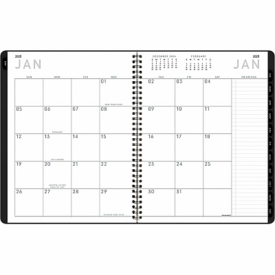AT-A-GLANCE Contemporary Lite Weekly/Monthly Planner, 11 x 8.25, Black Simulated Leather Cover, 12-Month (Jan to Dec): 2026 (7095XL05)