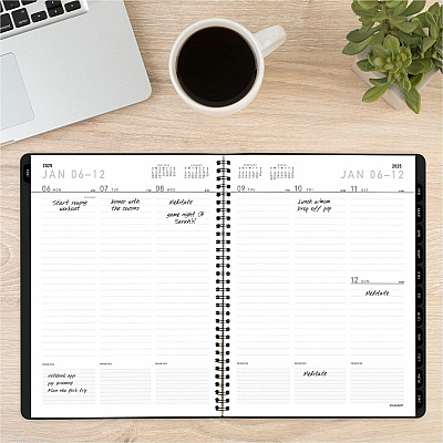 AT-A-GLANCE Contemporary Lite Weekly/Monthly Planner, 11 x 8.25, Black Simulated Leather Cover, 12-Month (Jan to Dec): 2026 (7095XL05)