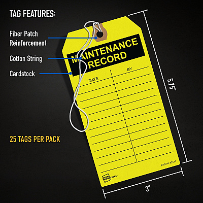 Avery Preprinted MAINTENANCE RECORD Hang Tags (AVE62431)
