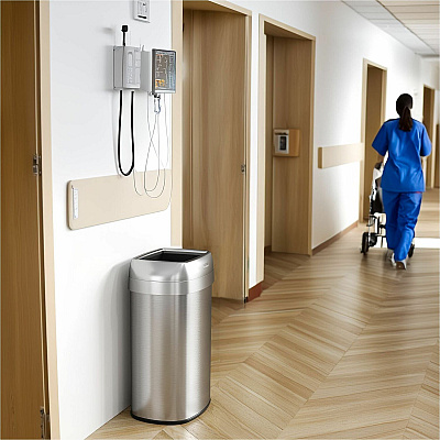 HLS Commercial Stainless Steel Open Top Trash Can (HLS13STV)