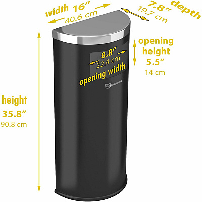 HLS Commercial 9-Gallon Half-Round Side-Entry Trash Can (HLSC01G09B)
