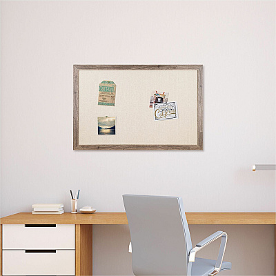 U Brands Linen Bulletin Board, 35" X 23" , Rustic Wood Frame (UBR4891U0001)