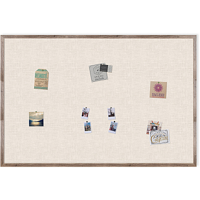 U Brands Linen Bulletin Board, 35" X 23" , Rustic Wood Frame (UBR4891U0001)
