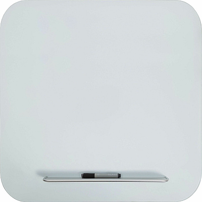 U Brands Magnetic White Glass Dry-Erase Board, 35" X 35" (UBR4848U0001)