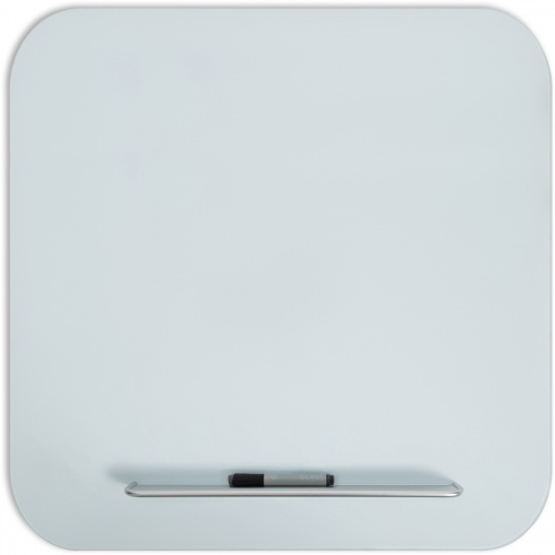 U Brands Magnetic White Glass Dry-Erase Board, 35" X 35" (4848U0001)
