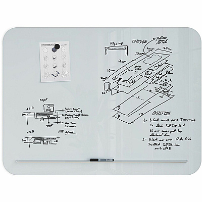 U Brands Magnetic White Glass Dry-Erase Board, 47" X 35" (UBR4849U0001)