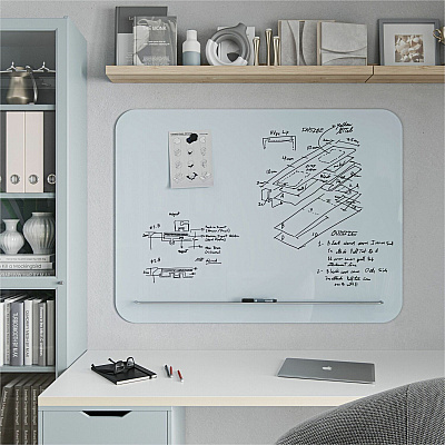 U Brands Magnetic White Glass Dry-Erase Board, 47" X 35" (UBR4849U0001)
