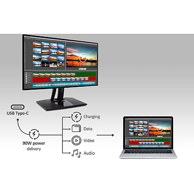 Viewsonic VP2768a-4K 27 Inch 4K UHD IPS Monitor with Advanced Ergonomics, ColorPro 100% sRGB Rec 709, 14-bit 3D LUT, Eye Care, 90W USB C, RJ45, HDR10