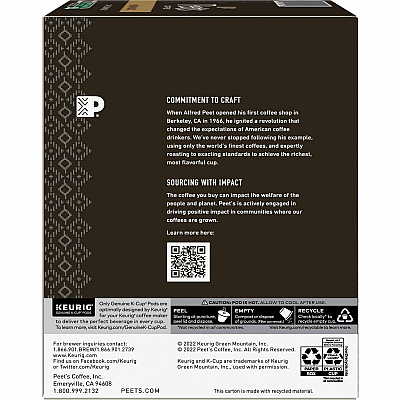 Peet's Coffee K-Cup Cafe Domingo Coffee (GMT2404)