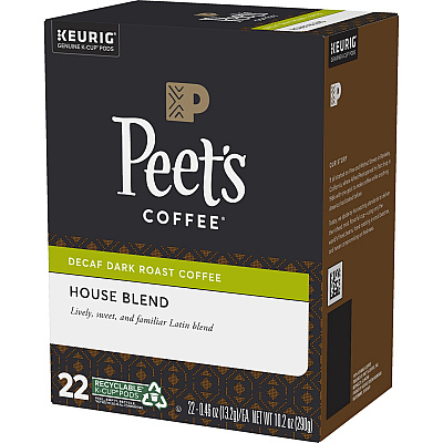 Peet's Coffee K-Cup House Blend Decaf Coffee (GMT2408)