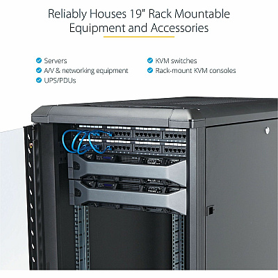 StarTech 32u 19inch Server Rack Cabinet, Adjustable Depth 6-32 Inch, Flat Pack, Lockable 4-post Network/data Rack Enclosure With Casters (RK3236BKF)