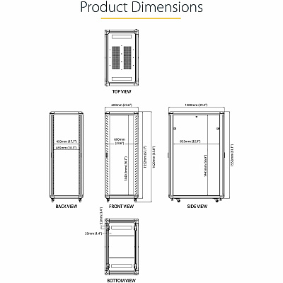 StarTech 32u 19inch Server Rack Cabinet, Adjustable Depth 6-32 Inch, Flat Pack, Lockable 4-post Network/data Rack Enclosure With Casters (RK3236BKF)