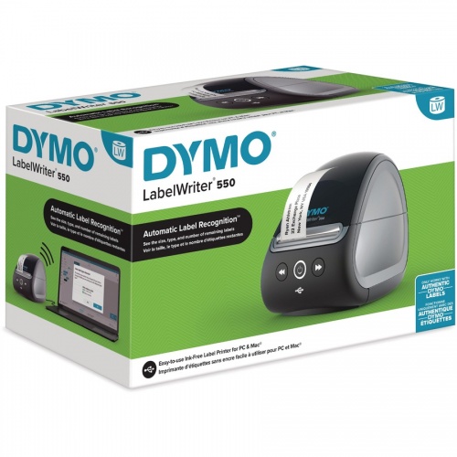 DYMO LabelWriter 550 Direct Thermal Printer - Monochrome - Label Print - USB - Yes - Black (2112552)