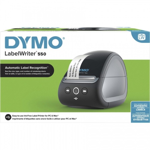 DYMO LabelWriter 550 Direct Thermal Printer - Monochrome - Label Print - USB - Yes - Black (2112552)