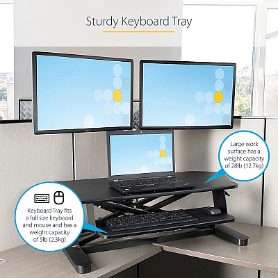 StarTech Corner Sit Stand Desk Converter 35x21in (ARMSTSCORNR)