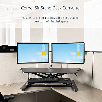 StarTech Corner Sit Stand Desk Converter 35x21in (ARMSTSCORNR)