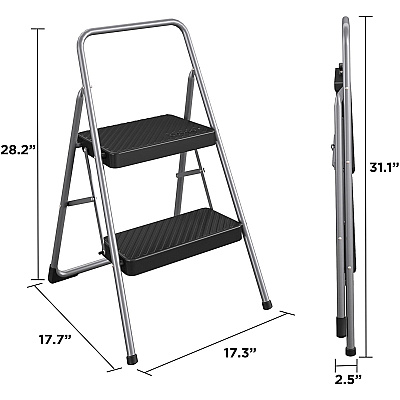 Cosco 2-Step Household Folding Step Stool (CSC11137PBL1E)