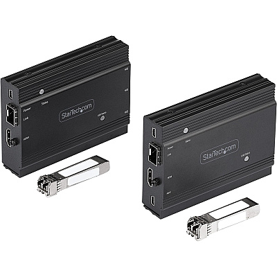 StarTech 4k Hdmi Kvm Extender Over Fiber, Hdmi Video & Usb Over Fiber, Up To 984ft/300m (multimode), 10g Mmf Sfp+ Modules (SV565FXHD4KU)