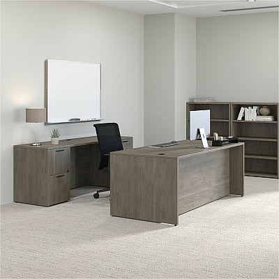 Lorell Prominence 2.0 3/4 Double-Pedestal Desk (PD3672QDPGE)