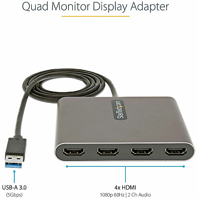 StarTech Usb 3.0 To 4 Hdmi Adapter - Quad Monitor (USB32HD4)